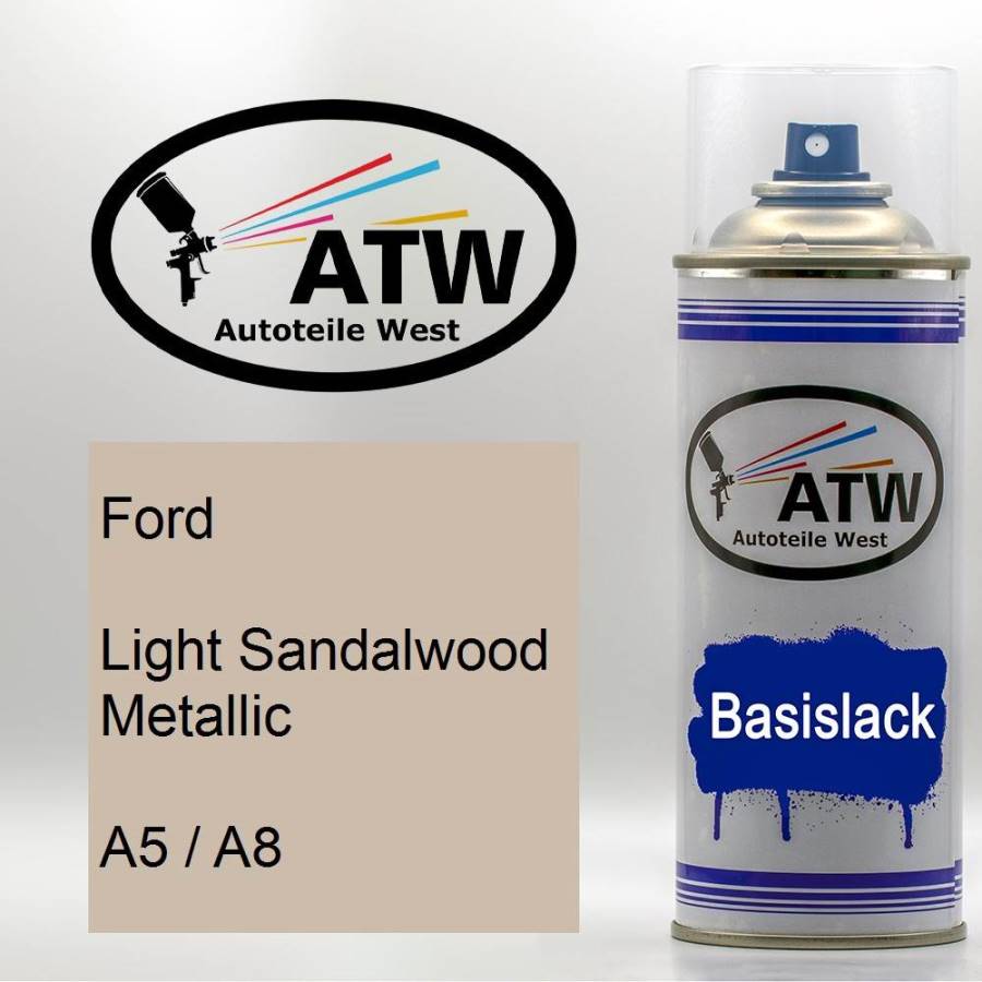 Ford, Light Sandalwood Metallic, A5 / A8: 400ml Sprühdose, von ATW Autoteile West.